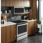 GE Profile 30-in Glass Top 5 burners 5.3-cu ft Air Fry Convection Oven Slide-In Electric Range (Fingerprint Resistant Stainless Steel), PSS93YPFS *HD2509, Retail: $2,499.00, FINAL PRICE: $1,099.99 + TAX