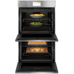 Cafe Modern Glass 30 inch Double Electric Wall Oven with Air Fry Self + Steam Cleaning ( Platinum Glass )
