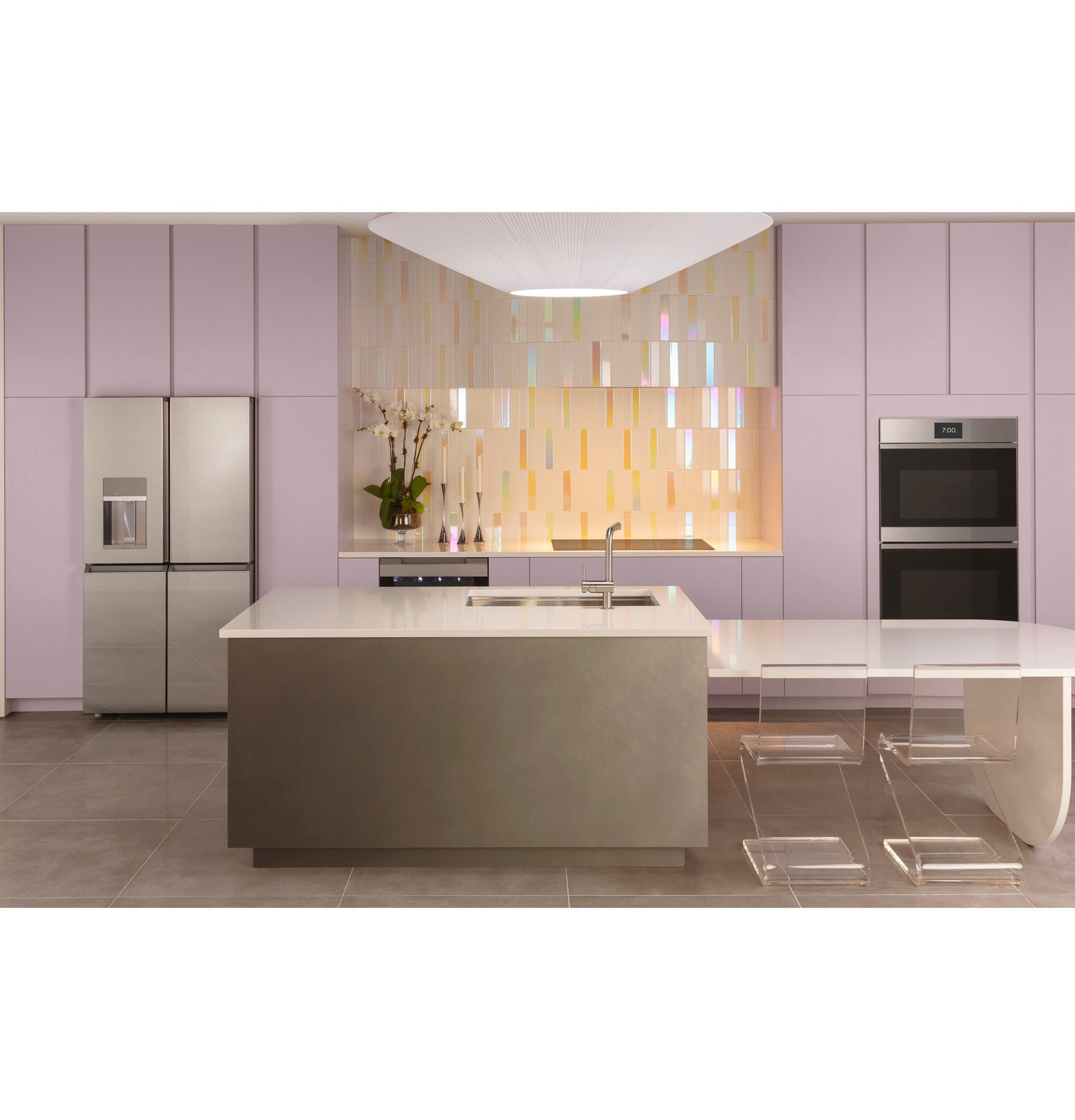GE Cafe Modern Glass 30 inch Double Electric Wall Oven with Air Fry Self + Steam Cleaning ( Platinum Glass )