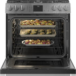 Cafe Modern Glass 30-in 6 burners 5.6-cu ft Air Fry Convection Oven Slide-In Natural Gas Range ( Platinum