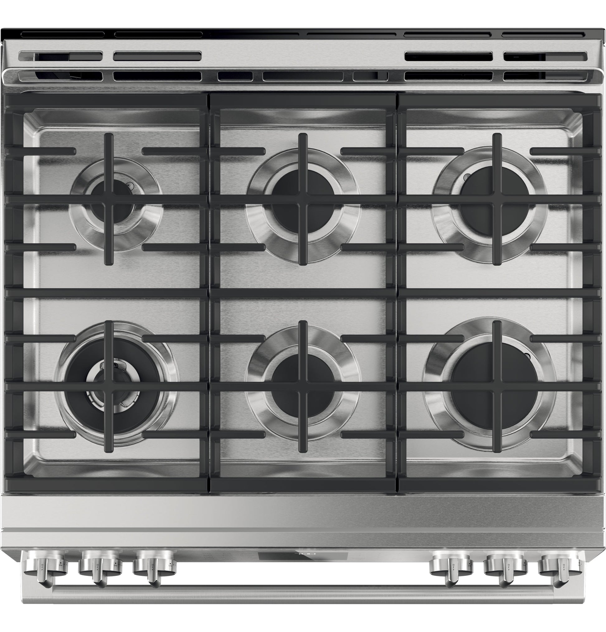 Cafe Modern Glass 30-in 6 burners 5.6-cu ft Air Fry Convection Oven Slide-In Natural Gas Range ( Platinum