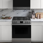 Cafe Modern Glass 30-in 6 burners 5.6-cu ft Air Fry Convection Oven Slide-In Natural Gas Range ( Platinum