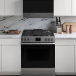 Cafe Modern Glass 30-in 6 burners 5.6-cu ft Air Fry Convection Oven Slide-In Natural Gas Range ( Platinum