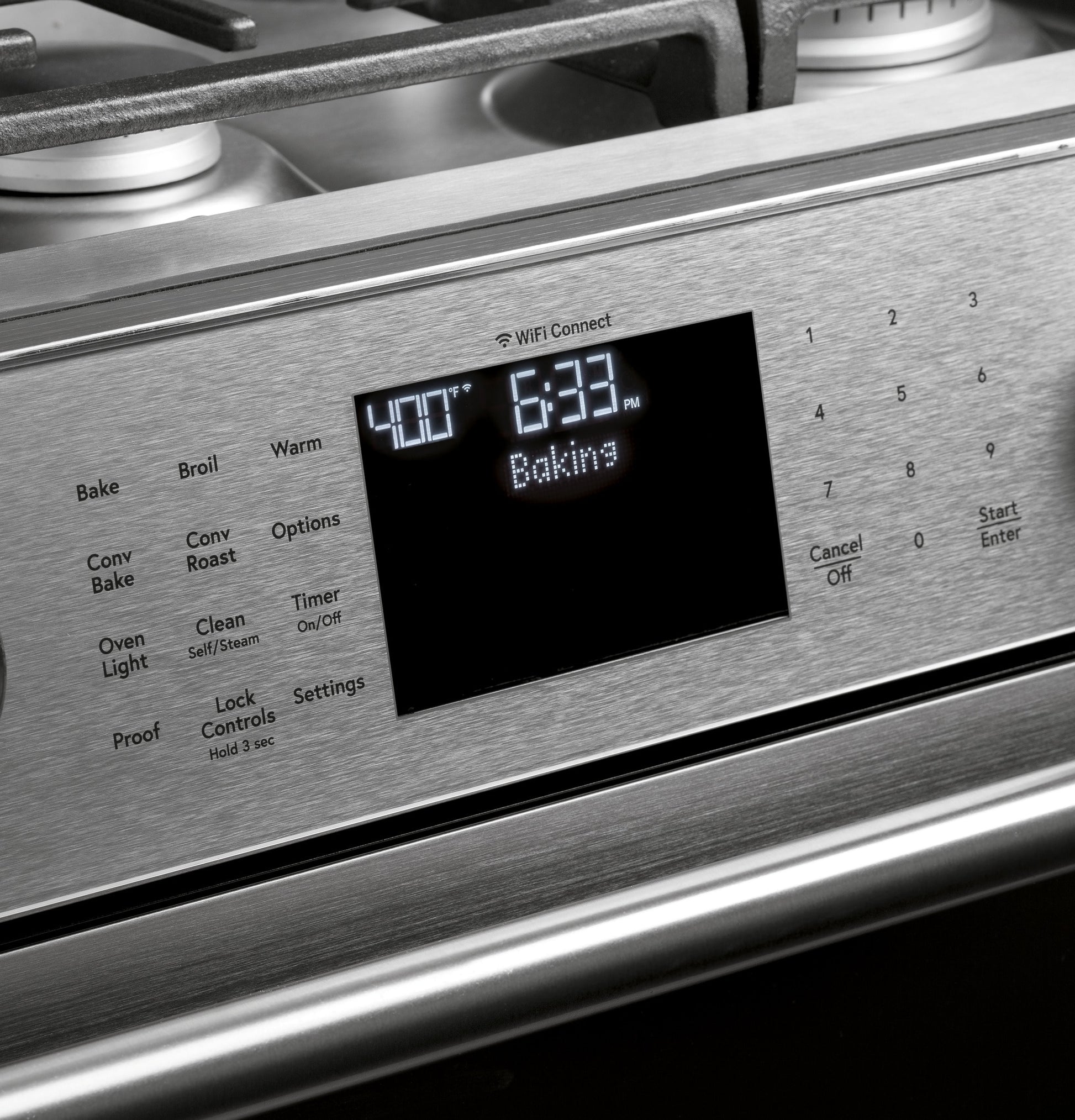 Cafe Modern Glass 30-in 6 burners 5.6-cu ft Air Fry Convection Oven Slide-In Natural Gas Range ( Platinum