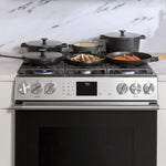 Cafe Modern Glass 30-in 6 burners 5.6-cu ft Air Fry Convection Oven Slide-In Natural Gas Range ( Platinum