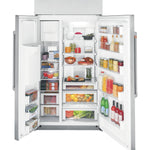 Cafe 24.5-cu ft Counter-Depth 42-in Wide Side-by-Side Refrigerator Built-In Smart Compatible with Ice Maker ,Water and Ice Dispenser ( Stainless Steel with Brushed Stainless Handles )