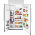 Cafe 24.5-cu ft Counter-Depth 42-in Wide Side-by-Side Refrigerator Built-In Smart Compatible with Ice Maker + Water and Ice Dispenser (Stainless Steel with Brushed Stainless Handles), CSB42YP2NS1 *JR2510, Retail: $10,729.00, FINAL PRICE: $7,499.99 + TAX
