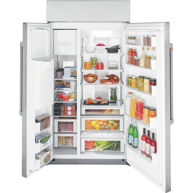 Cafe 24.5-cu ft Counter-Depth 42-in Wide Side-by-Side Refrigerator Built-In Smart Compatible with Ice Maker + Water and Ice Dispenser (Stainless Steel with Brushed Stainless Handles), CSB42YP2NS1 *JR2510, Retail: $10,729.00, FINAL PRICE: $7,499.99 + TAX