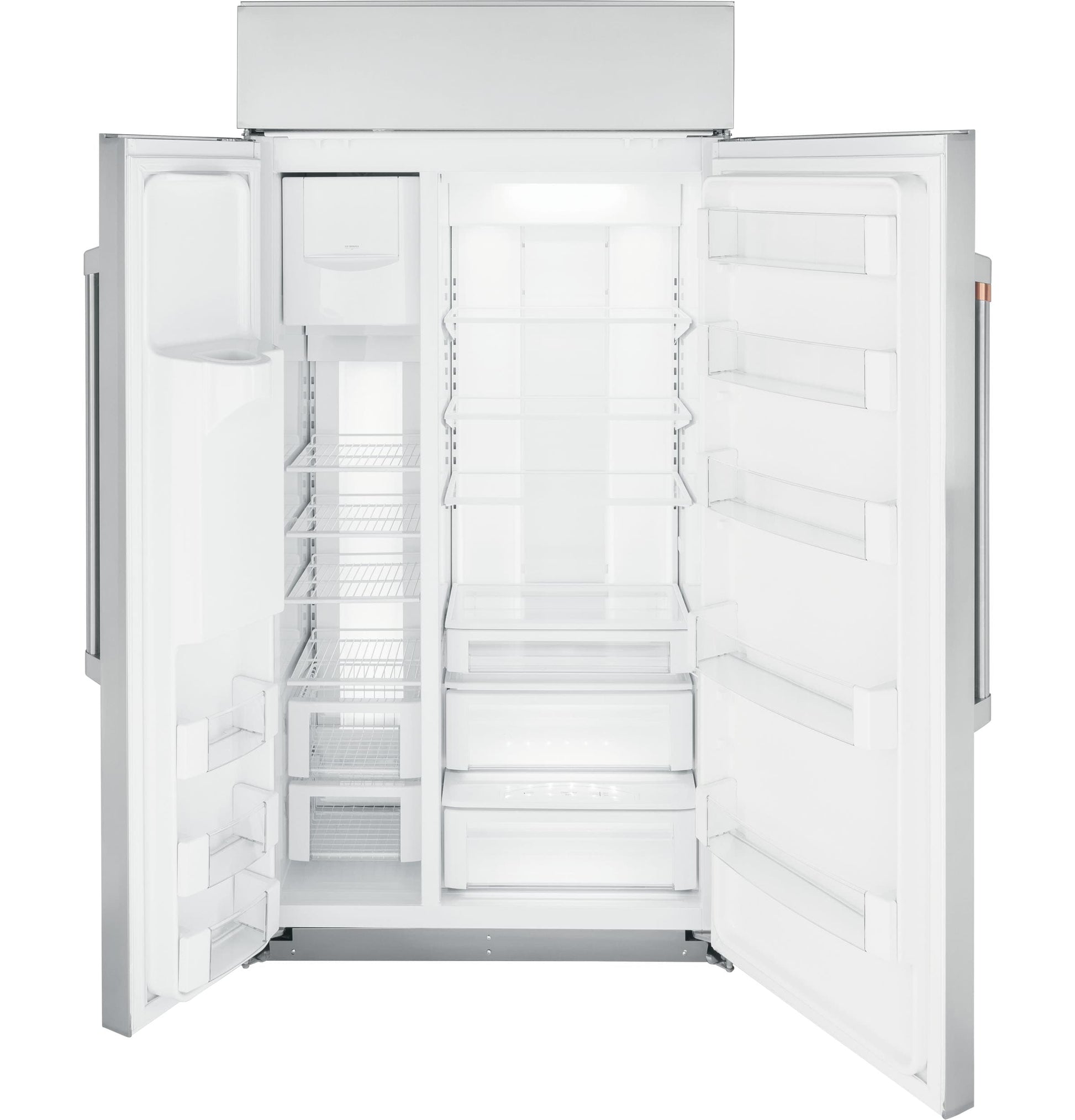 Cafe 24.5-cu ft Counter-Depth 42-in Wide Side-by-Side Refrigerator Built-In Smart Compatible with Ice Maker ,Water and Ice Dispenser ( Stainless Steel with Brushed Stainless Handles )