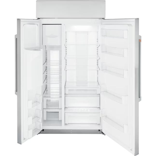 Cafe 24.5-cu ft Counter-Depth 42-in Wide Side-by-Side Refrigerator Built-In Smart Compatible with Ice Maker + Water and Ice Dispenser (Stainless Steel with Brushed Stainless Handles), CSB42YP2NS1 *JR2510, Retail: $10,729.00, FINAL PRICE: $7,499.99 + TAX