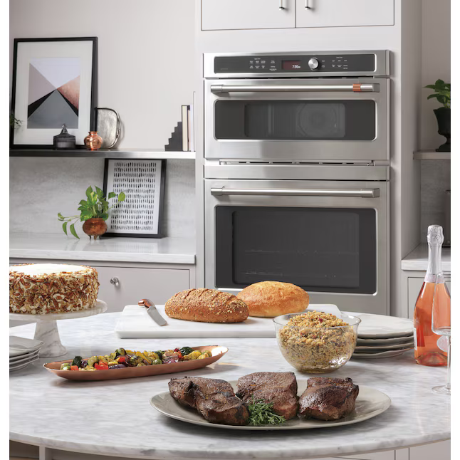GE Cafe 30-in Self + Steam Cleaning Microwave Wall Oven Combo (Stainless Steel), CTC912P2NS1 *JR2507, Retail: $5,499.00, FINAL PRICE: $3,199.99 + TAX