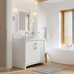 **ASSEMBLY REQUIRED** Ellen DeGeneres Norbeck 37-in White Undermount Single Sink Bathroom Vanity with Carrara Engineered Marble Top, 2342VA-37-201-925-UM, [FB278], FINAL, CLEARANCE: $399.99 + Tax