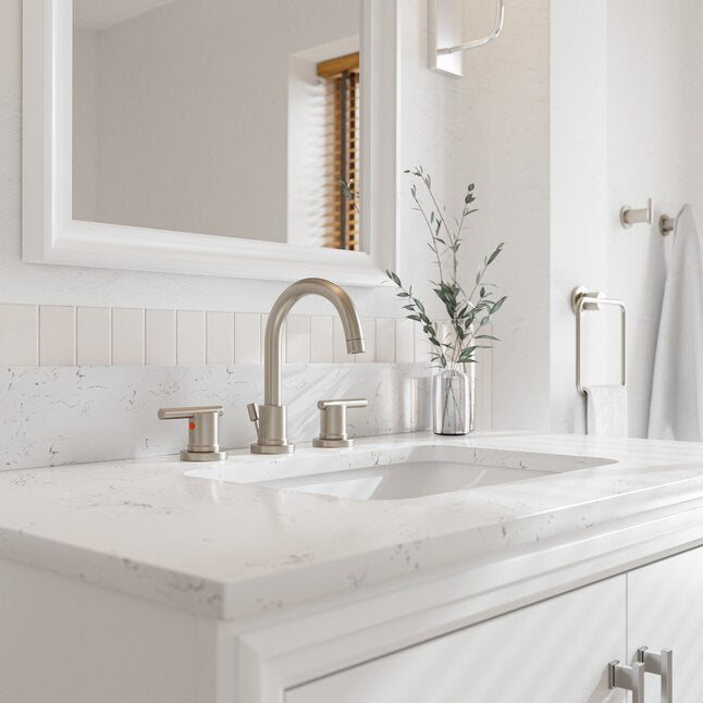 **ASSEMBLY REQUIRED** Ellen DeGeneres Norbeck 37-in White Undermount Single Sink Bathroom Vanity with Carrara Engineered Marble Top, 2342VA-37-201-925-UM, [FB278], FINAL, CLEARANCE: $399.99 + Tax