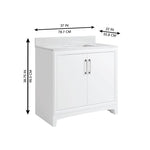 **ASSEMBLY REQUIRED** Ellen DeGeneres Norbeck 37-in White Undermount Single Sink Bathroom Vanity with Carrara Engineered Marble Top, 2342VA-37-201-925-UM, [FB278], FINAL, CLEARANCE: $399.99 + Tax