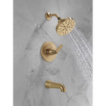 Delta Sparrow Champagne Bronze 1-handle 6-in Round Bathtub and shower Faucet (Multi-function
