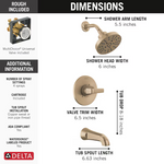 Delta Sparrow Champagne Bronze 1-handle 6-in Round Bathtub and shower Faucet (Multi-function