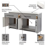 Summit Lane Potter 60-in Light Gray Double Sink Bathroom Vanity with White Cultured Marble Top, LW24W60P2-CY *JR2511, Retail: $Exclusive, FINAL PRICE: $539.99 + TAX