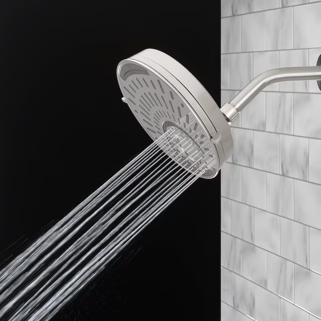 allen + roth Nottingham 5 -Spray Brushed Nickel 8-in Round Shower Head 1.8 GPM