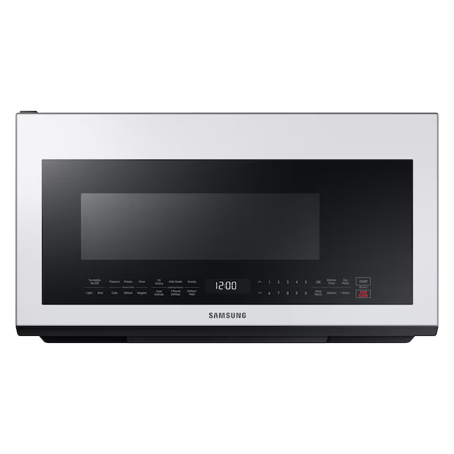 Samsung Bespoke 2.1-cu ft 29.88-in Over-the-Range Microwave with Sensor Cooking (White Glass), ME21B706B12 *JR2507, Retail: $529.00, FINAL PRICE: $329.99 + TAX