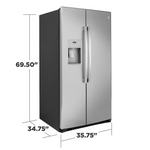 GE 25.1-cu ft Standard-Depth 36-in Side-by-Side Refrigerator with Ice Maker + Water and Ice Dispenser (Fingerprint Resistant Stainless Steel), GSS25IYNFS *JR2512, Retail: $2,199.00, FINAL PRICE: $999.99 + TAX