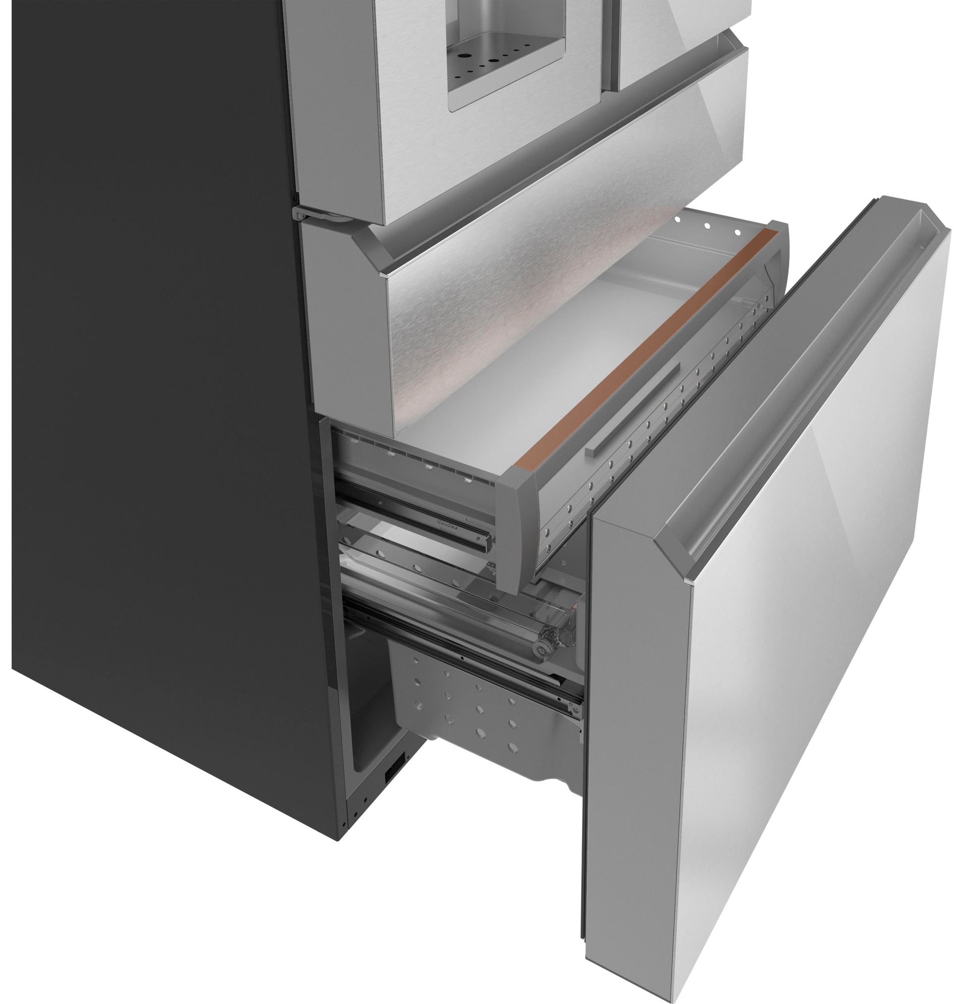Cafe Counter-Depth 22.3-cu ft 36-in Wide French Door Refrigerator with Ice Maker ( Platinum Glass ) ENERGY STAR Certified