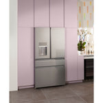 Cafe Counter-Depth 22.3-cu ft 36-in Wide French Door Refrigerator with Ice Maker ( Platinum Glass ) ENERGY STAR Certified