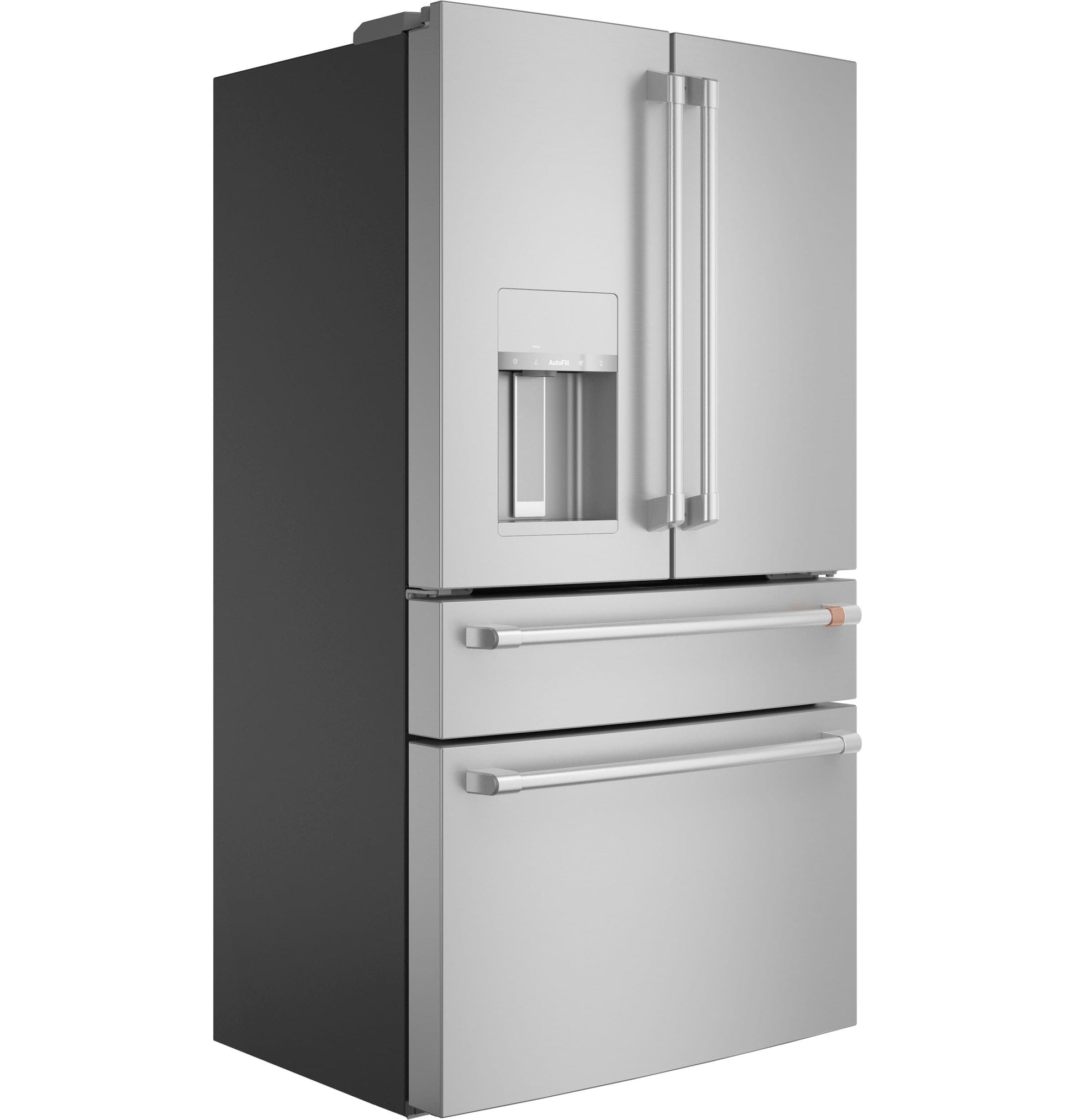 Cafe Counter-Depth 22.3-cu ft 36-in Wide French Door Refrigerator with Ice Maker ( Platinum Glass ) ENERGY STAR Certified