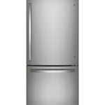 GE 24.9-cu ft Standard-Depth 33-in Wide Bottom-Freezer Refrigerator with Ice Maker ( Fingerprint Resistant Stainless Steel ) ENERGY STAR Certified