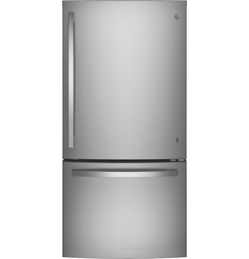 GE 24.9-cu ft Standard-Depth 33-in Wide Bottom-Freezer Refrigerator with Ice Maker ( Fingerprint Resistant Stainless Steel ) ENERGY STAR Certified