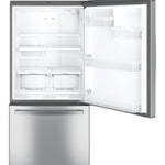 GE 24.9-cu ft Standard-Depth 33-in Wide Bottom-Freezer Refrigerator with Ice Maker ( Fingerprint Resistant Stainless Steel ) ENERGY STAR Certified