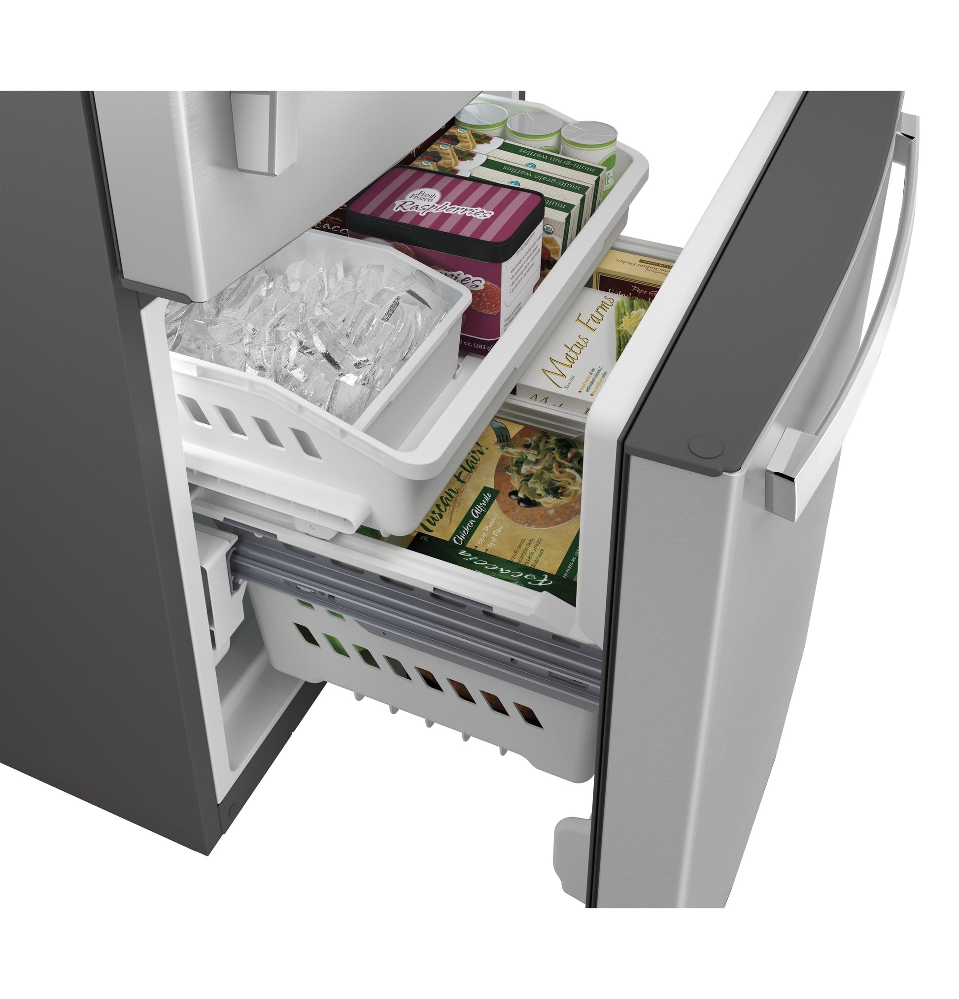 GE 24.9-cu ft Standard-Depth 33-in Wide Bottom-Freezer Refrigerator with Ice Maker ( Fingerprint Resistant Stainless Steel ) ENERGY STAR Certified