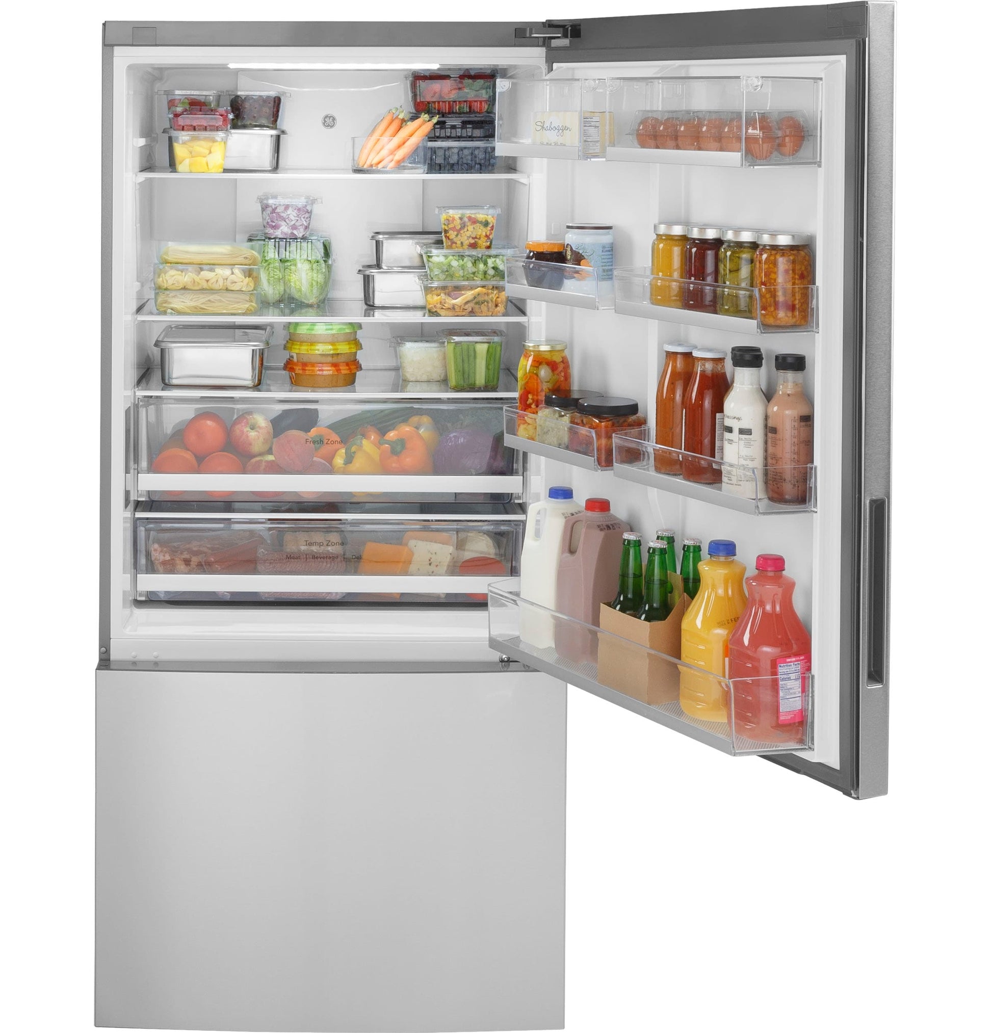 GE 17.7-cu ft Counter-Depth 31-in Wide Bottom-Freezer Refrigerator Fingerprint Resistant Stainless Steel ) ENERGY STAR Certified