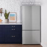GE 17.7-cu ft Counter-Depth 31-in Wide Bottom-Freezer Refrigerator Fingerprint Resistant Stainless Steel ) ENERGY STAR Certified