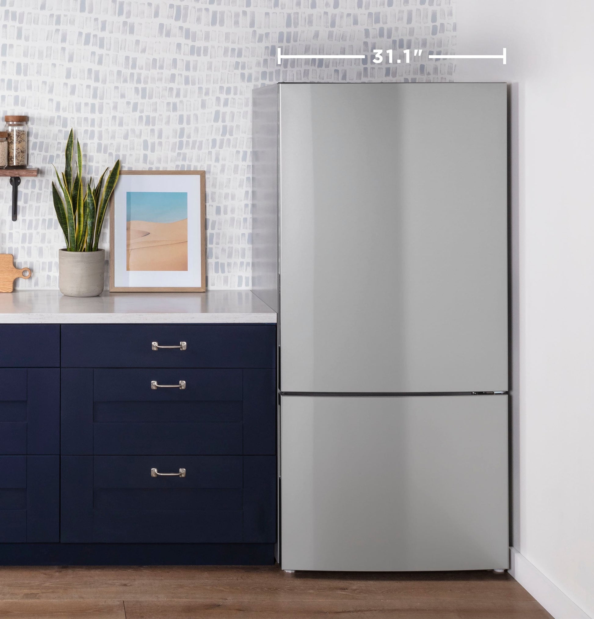 GE 17.7-cu ft Counter-Depth 31-in Wide Bottom-Freezer Refrigerator Fingerprint Resistant Stainless Steel ) ENERGY STAR Certified