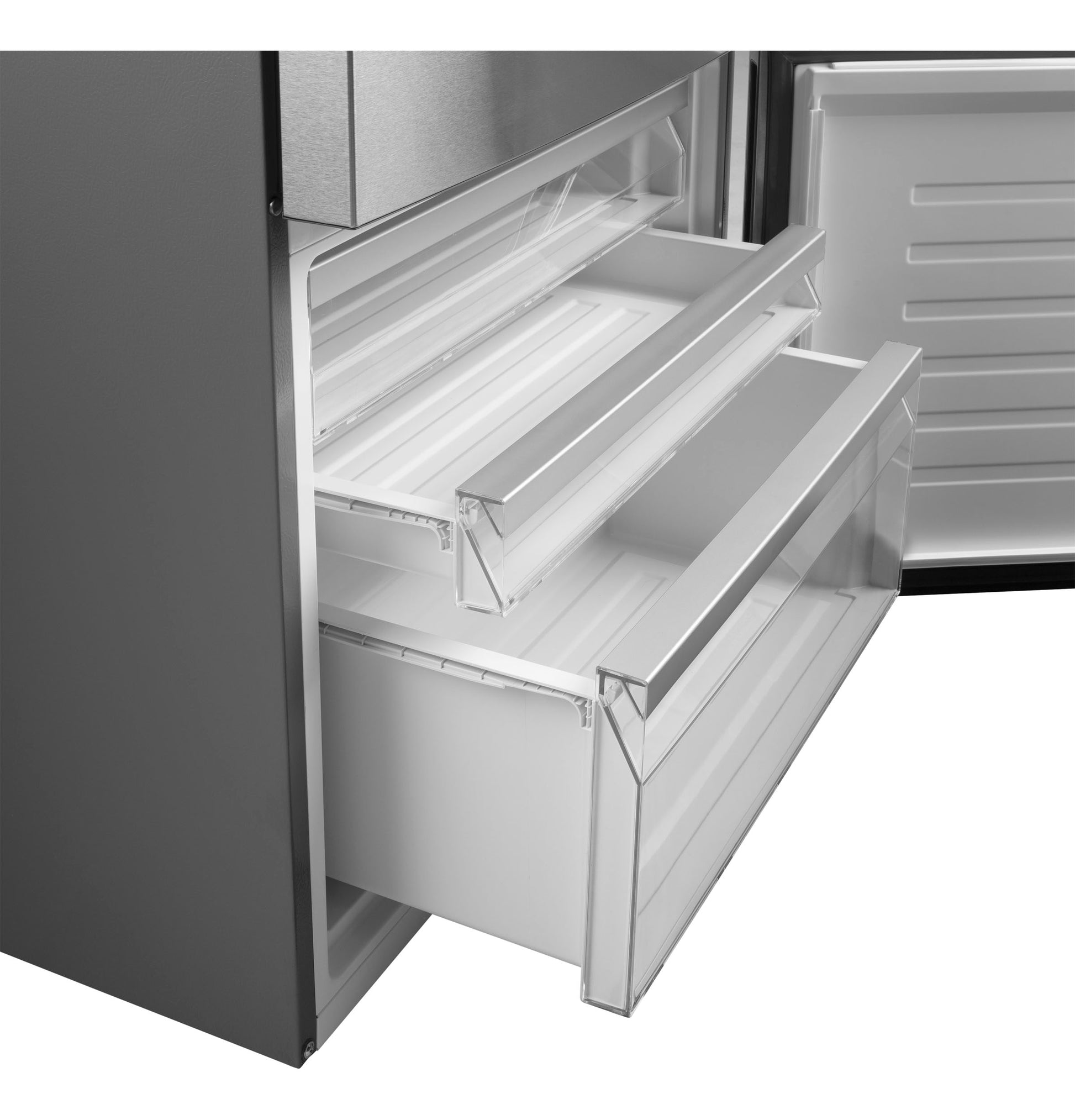 GE 17.7-cu ft Counter-Depth 31-in Wide Bottom-Freezer Refrigerator Fingerprint Resistant Stainless Steel ) ENERGY STAR Certified