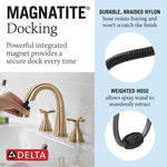 Delta Stryke Two Handle Widespread Pull Down Bathroom Faucet in Lumicoat Champagne Bronze, 357756-CZPD-PR-DST, MRSP: $819, FINAL PRICE: $ + TAX