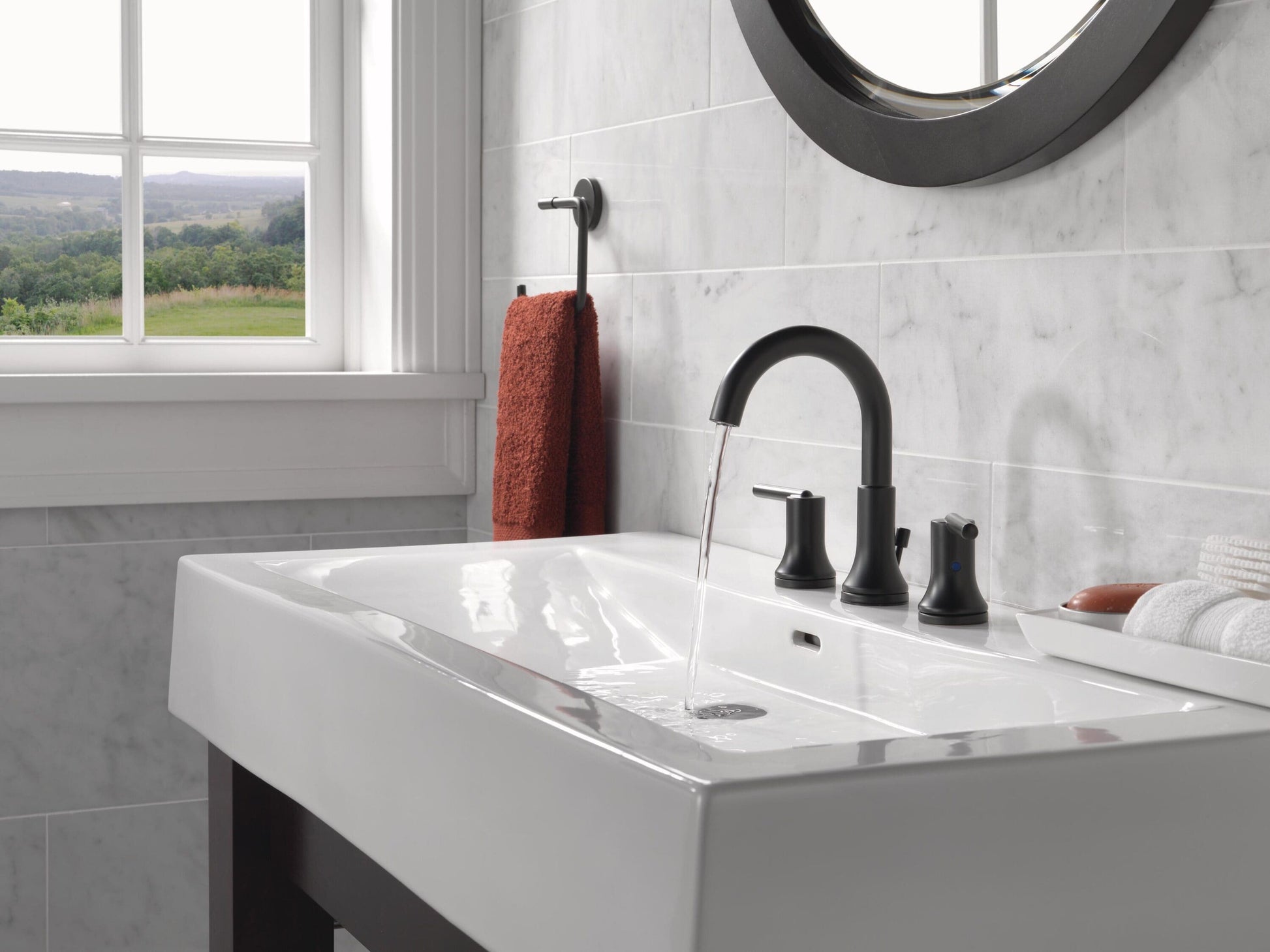Delta Trinsic Two Handle Widespread Bathroom Faucet in Matte Black, 3559-BLMPU-DST, MRSP: $499, FINAL PRICE: $259.99 + TAX