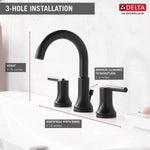 Delta Trinsic Two Handle Widespread Bathroom Faucet in Matte Black, 3559-BLMPU-DST, MRSP: $499, FINAL PRICE: $259.99 + TAX