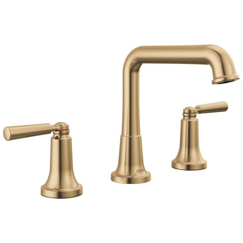 Delta Saylor Champagne Bronze Widespread 2-handle WaterSense Low-arc Residential Handle Bathroom Sink Faucet with Drain