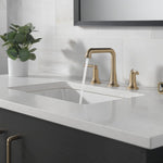 Delta Saylor Champagne Bronze Widespread 2-handle WaterSense Low-arc Residential Handle Bathroom Sink Faucet with Drain