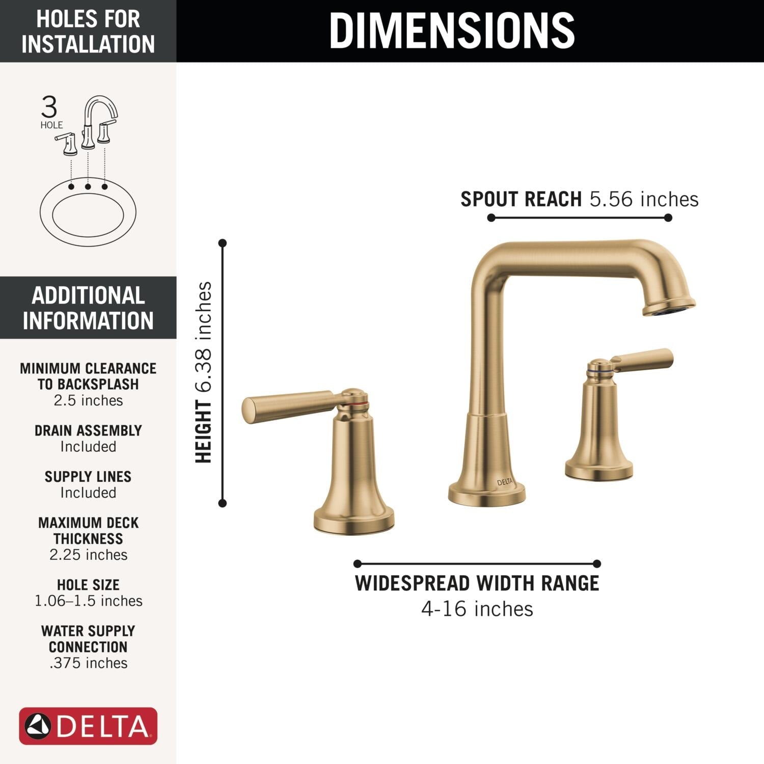 Delta Saylor Champagne Bronze Widespread 2-handle WaterSense Low-arc Residential Handle Bathroom Sink Faucet with Drain