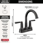 Delta Saylor Two Handle Centerset Bathroom Faucet in Matte Black, 2535-BLMPU-DST, MRSP: $335.6, FINAL PRICE: $ + TAX