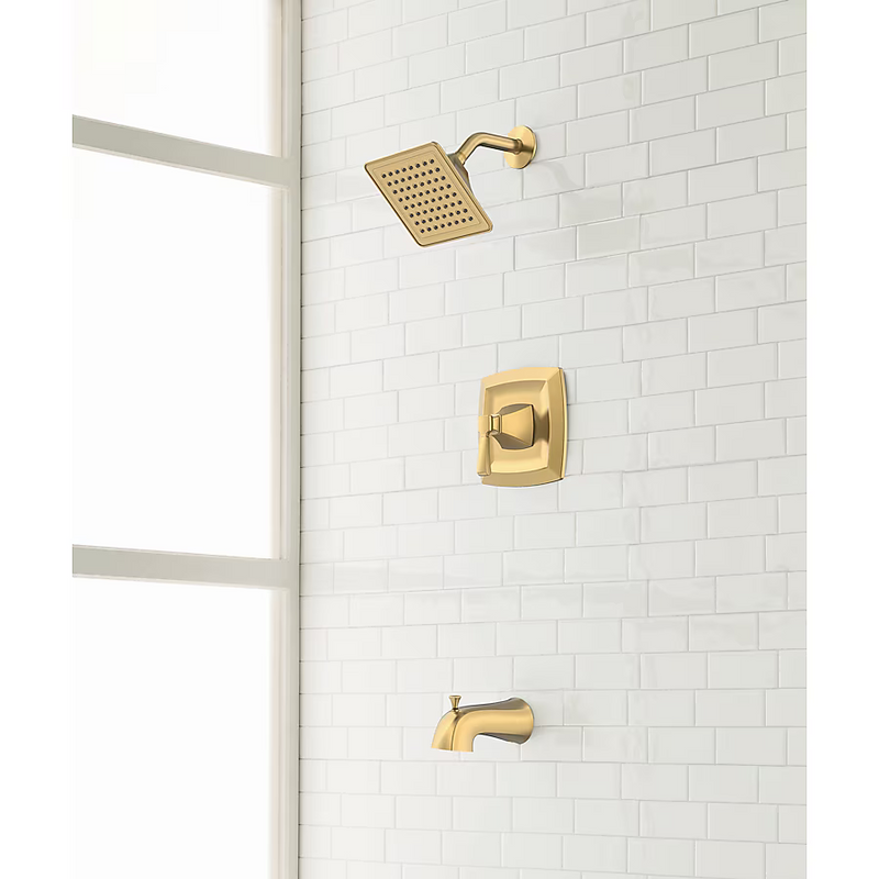 Alpine Reserve Chesler Brushed Gold 1-handle Single function 3.54-in Square Bathtub and Shower Faucet with Valve, 873X-724408 #3808610 *HD2507, Retail: $119.00, FINAL PRICE: $79.99 + TAX