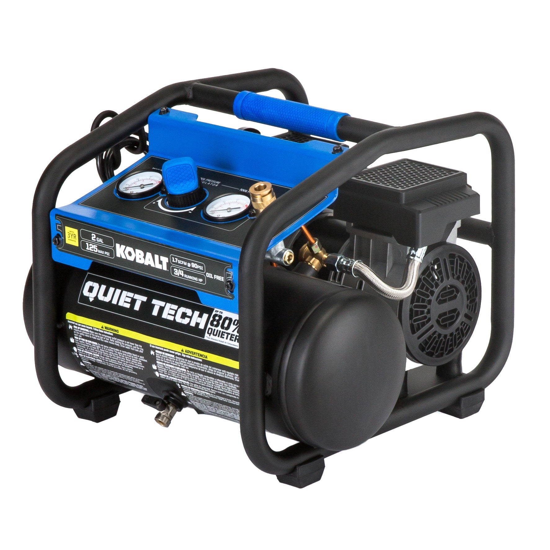 Kobalt QUIET TECH 2-Gallon Portable Electric 125 PSI Hot dog Air Compressor