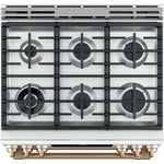 Cafe 30-in 4.3-cu ft / 2.7-cu ft Air Fry Convection Oven Slide-In Double Oven Dual Fuel Range ( Matte White with Brushed Bronze