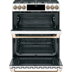 Cafe 30-in 4.3-cu ft / 2.7-cu ft Air Fry Convection Oven Slide-In Double Oven Dual Fuel Range ( Matte White with Brushed Bronze