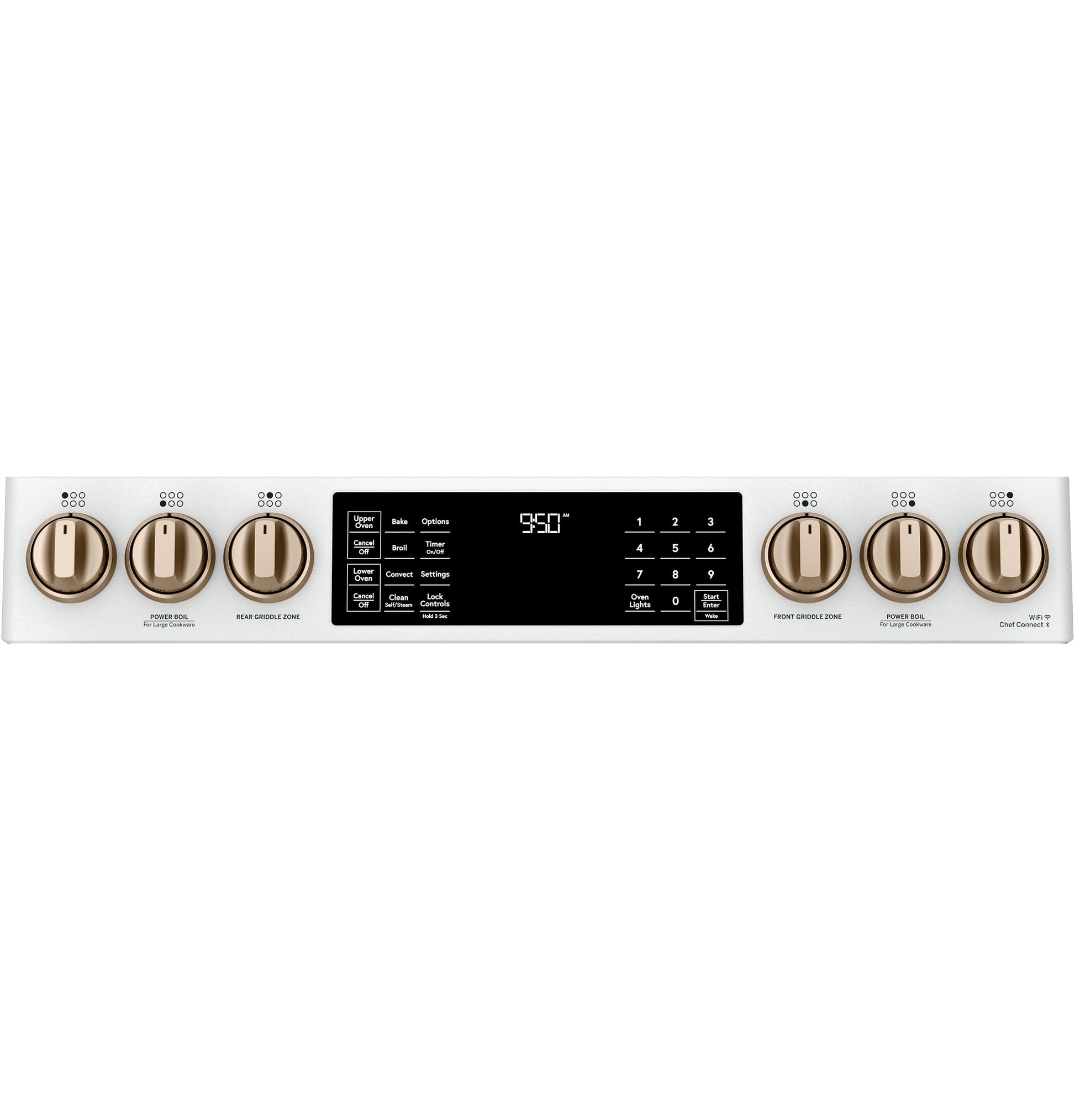 GE Cafe 30-in 4.3-cu ft / 2.7-cu ft Air Fry Convection Oven Slide-In Double Oven Dual Fuel Range ( Matte White with Brushed Bronze
