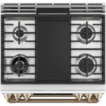 Cafe 30-in 4.3-cu ft / 2.7-cu ft Air Fry Convection Oven Slide-In Double Oven Dual Fuel Range ( Matte White with Brushed Bronze