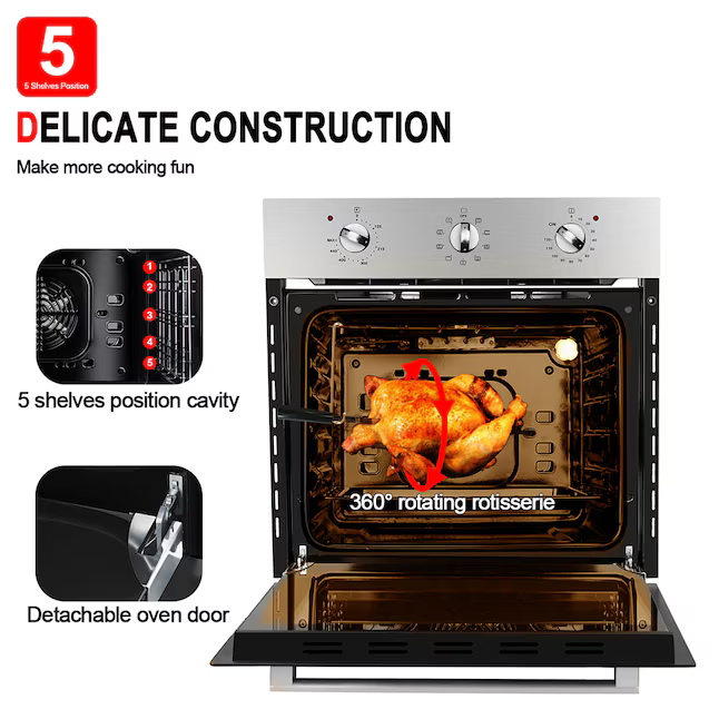 GASLAND 24-in Single Electric Wall Oven Single-fan (Stainless Steel), ES609MS *HD2509, Retail: $599.99 , FINAL PRICE: $399.99 + TAX