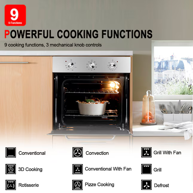 GASLAND 24-in Single Electric Wall Oven Single-fan (Stainless Steel), ES609MS *HD2509, Retail: $599.99 , FINAL PRICE: $399.99 + TAX